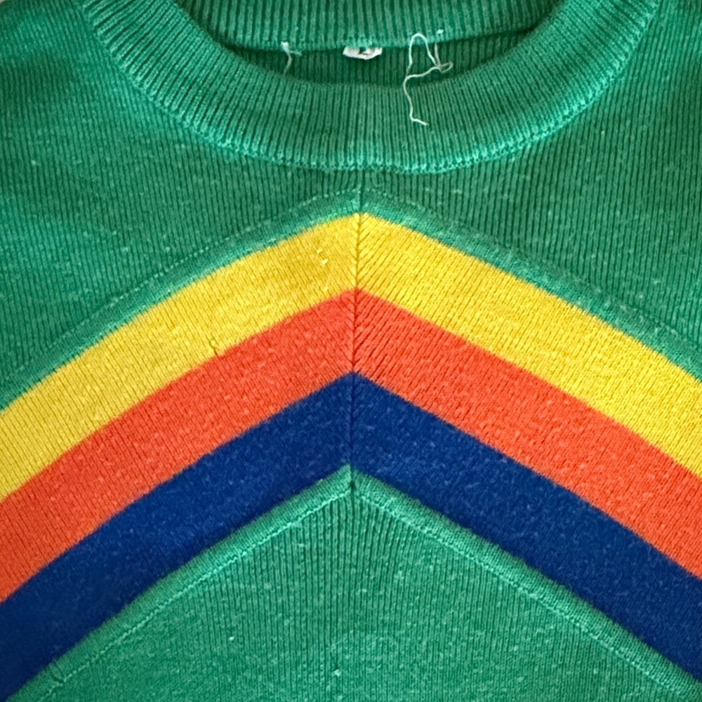 Vintage! Made in British Crown Colony of Hong Kong Green Crewneck Sweater - Picture 3 of 8